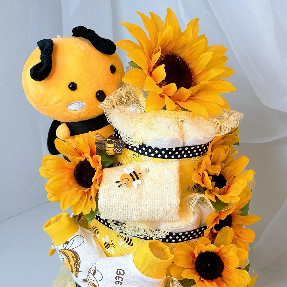 Bee Diaper Cake, Sunflowers Diaper Cake